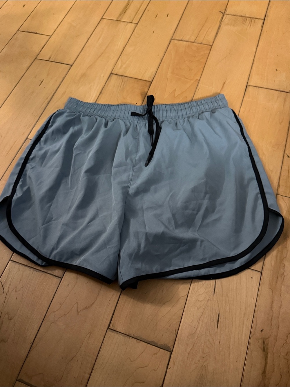 Light Blue Athletic Men's Shorts with Black Trim